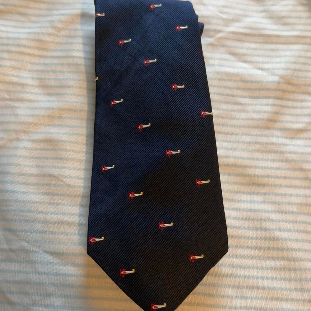 Sporty's Pilot Shop Navy Blue Silk Repp Tie with Airplane Motif #aviation #pilot